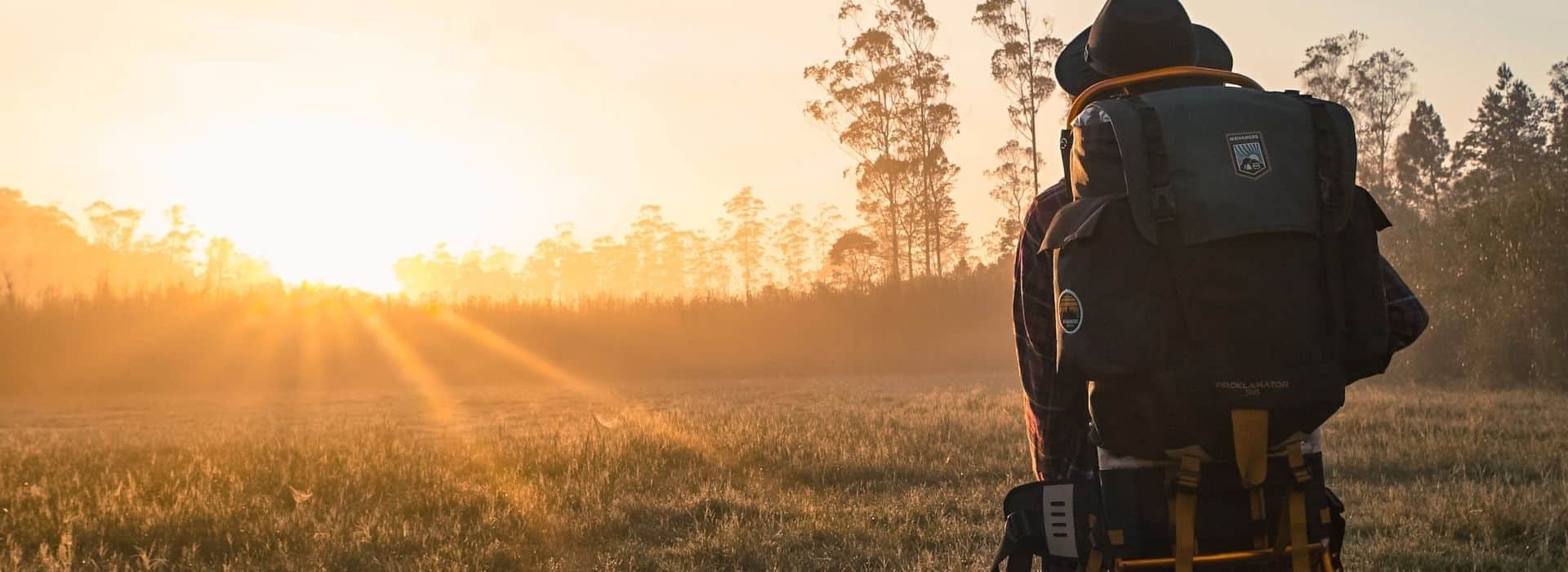 camping with backpack